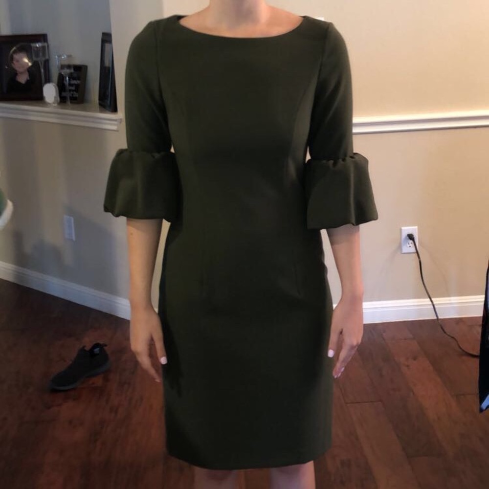 Olive green business dress